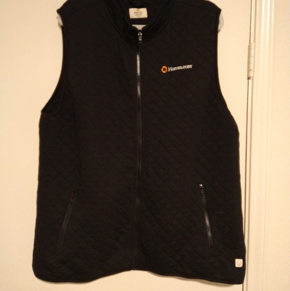 Marine Layer Corbet Black Full Zip Quilted Vest Men's sz XL Homes.com Logo - Picture 2 of 7